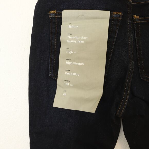 Everlane Authentic Stretch High Rise Skinny 23 T Zip Fly Deep Blue NWT B23 - Picture 4 of 6